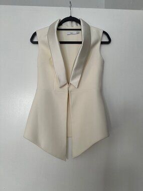 Safiyaa Ivory Sleeveless Shawl Collar Vest Blazer Size US 6
